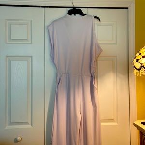 All white jumpsuit one shoulder